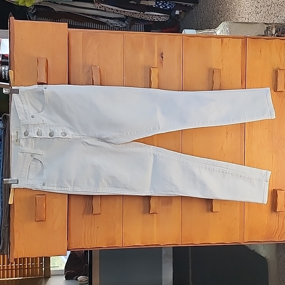 Madewell: 10" High-Rise Skinny Crop Button-Fly Jeans, Pure White, Size 26